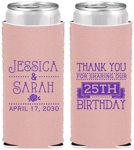Custom Birthday Neoprene Slim Can Coolers - 25th | 20075