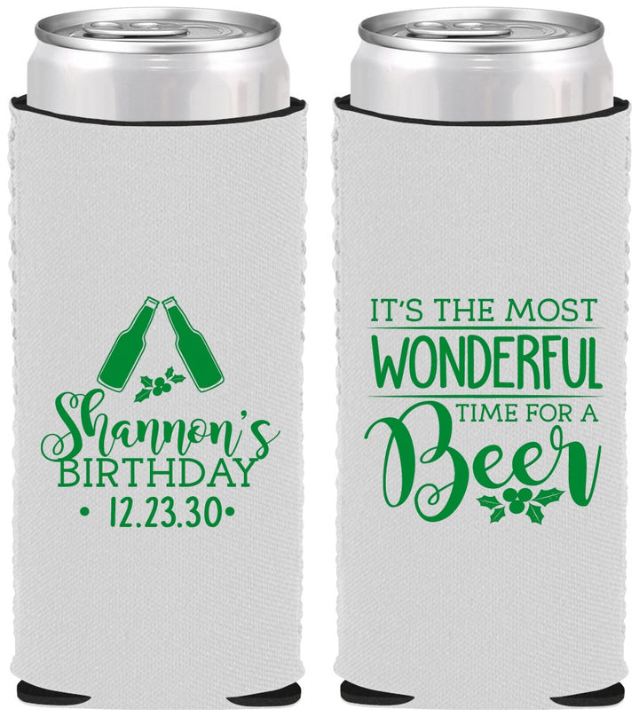 Custom Birthday Neoprene Slim Can Coolers - Christmas | 20082