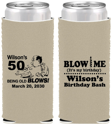 Custom Birthday Neoprene Slim Can Coolers - 50th | 20085