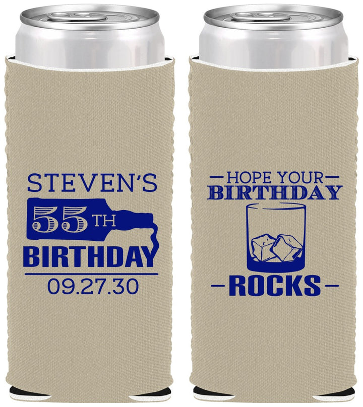 Custom Birthday Neoprene Slim Can Coolers - 55th | 20090