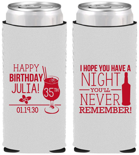 Custom Birthday Neoprene Slim Can Coolers - 35th | 20092