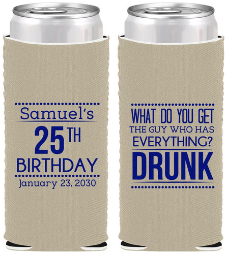 Custom Birthday Neoprene Slim Can Coolers - 25th | 20094