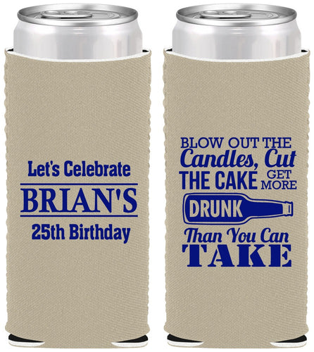 Custom Birthday Neoprene Slim Can Coolers - 25th | 20100