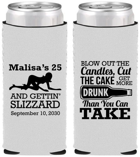 Custom Birthday Neoprene Slim Can Coolers - 25th Strip Club | 20102