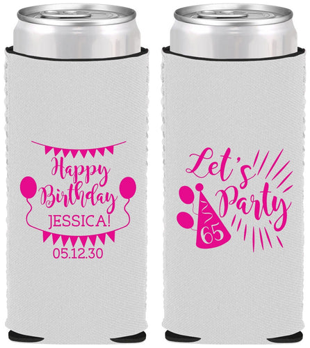 Custom Birthday Neoprene Slim Can Coolers - 65th | 20105