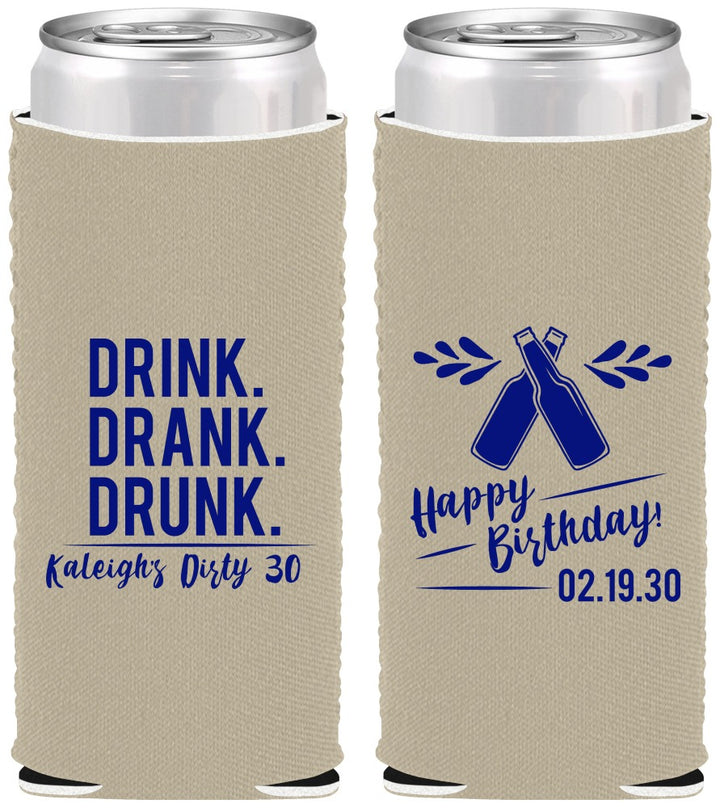 Custom Birthday Neoprene Slim Can Coolers - 30th Dirty | 20110