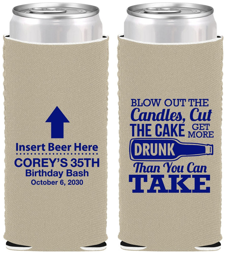 Custom Birthday Neoprene Slim Can Coolers - 35th | 20111