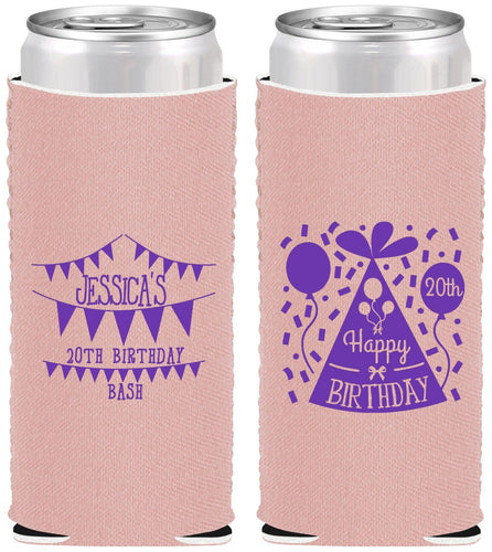 Custom Birthday Neoprene Slim Can Coolers - 20th | 20113