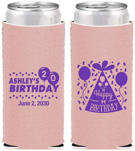 Custom Birthday Neoprene Slim Can Coolers - 20th | 20114
