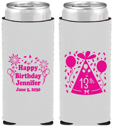 Custom Birthday Neoprene Slim Can Coolers - 13th | 20116