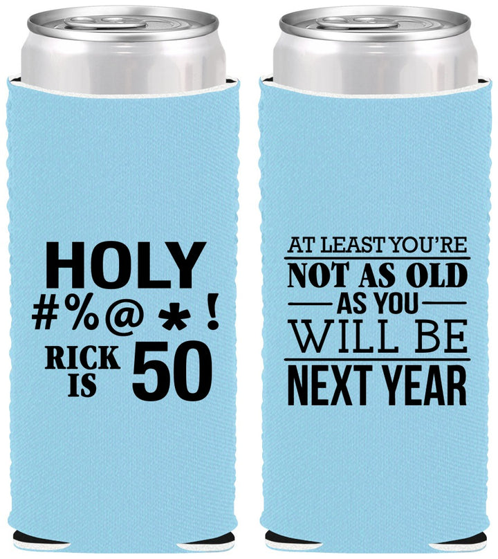 Custom Birthday Neoprene Slim Can Coolers - 50th | 20120