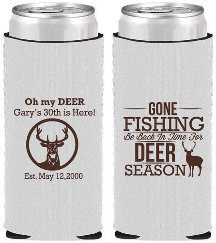 Custom Birthday Neoprene Slim Can Coolers - 30th Deer Season | 20129