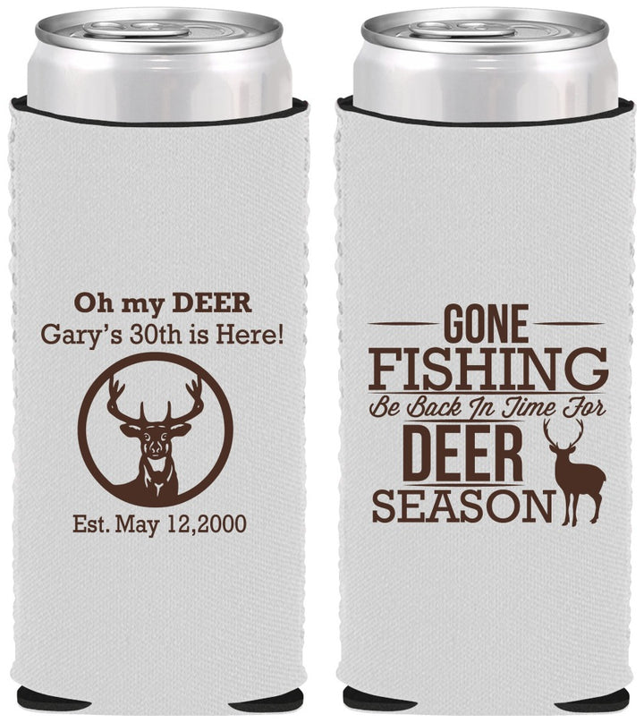 Custom Birthday Neoprene Slim Can Coolers - 30th Deer Season | 20129