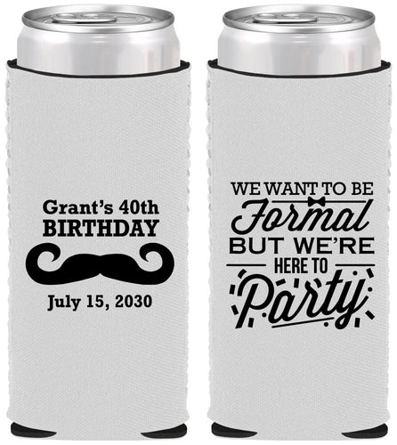 Custom Birthday Neoprene Slim Can Coolers - 40th | 20131