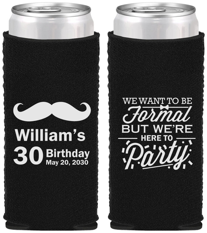 Custom Birthday Neoprene Slim Can Coolers - 30th | 20132