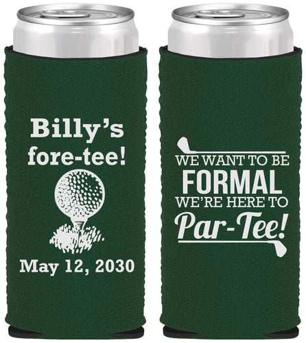 Custom Birthday Neoprene Slim Can Coolers - 40th Golf | 20134