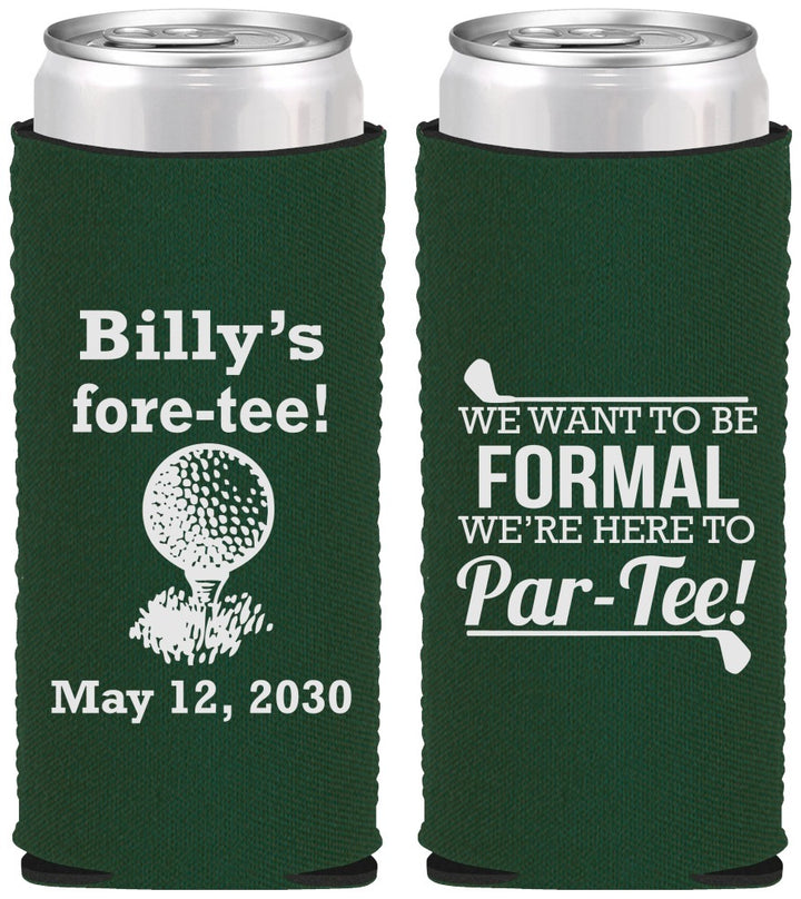 Custom Birthday Neoprene Slim Can Coolers - 40th Golf | 20134