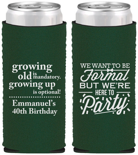 Custom Birthday Neoprene Slim Can Coolers - 40th | 20135