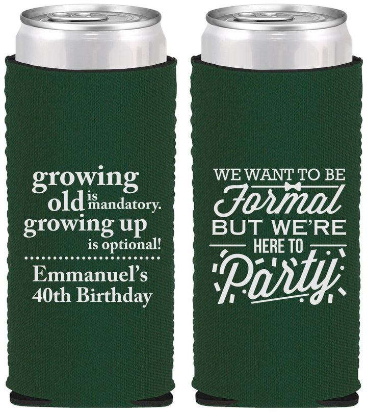 Custom Birthday Neoprene Slim Can Coolers - 40th | 20135