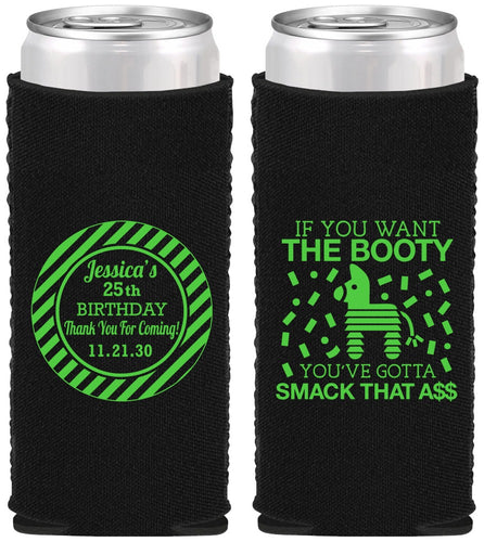 Custom Birthday Neoprene Slim Can Coolers - 25th Smack Ass | 20138