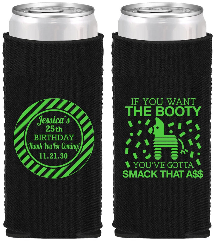 Custom Birthday Neoprene Slim Can Coolers - 25th Smack Ass | 20138