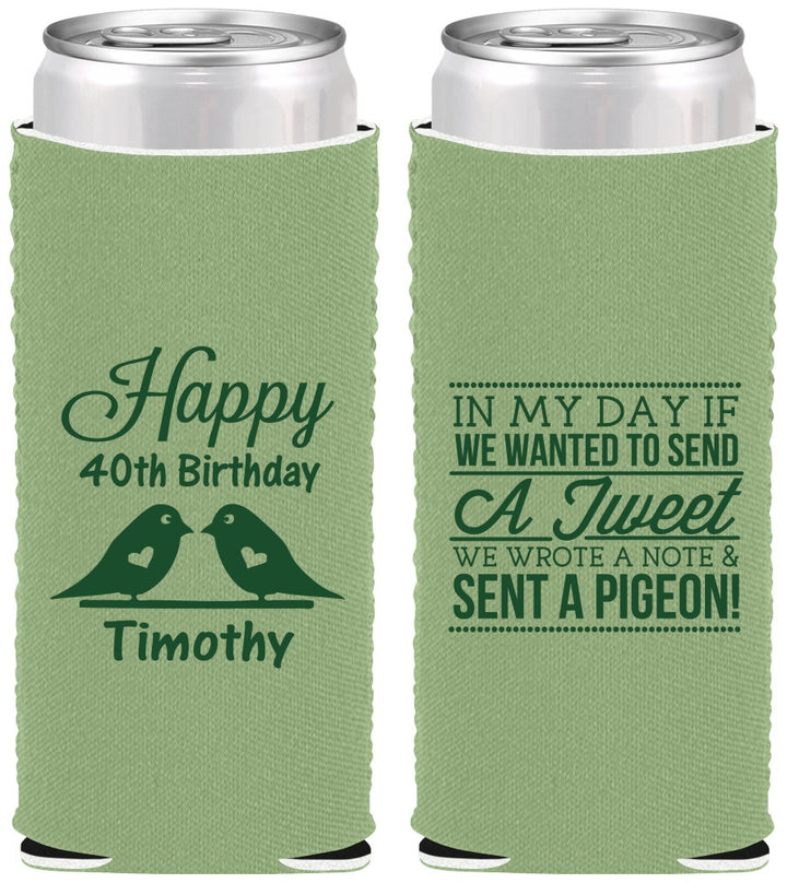 Custom Birthday Neoprene Slim Can Coolers - 40th | 20139