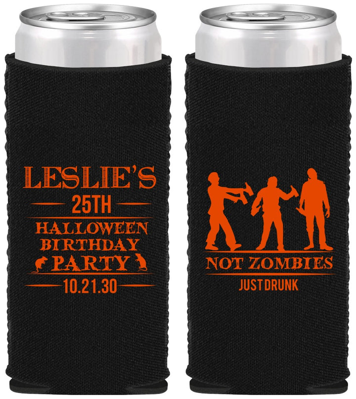 Custom Birthday Neoprene Slim Can Coolers - 25th Halloween | 20143