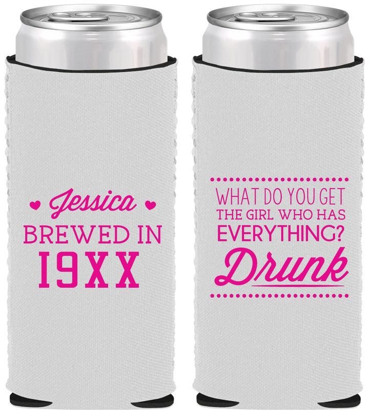 Custom Birthday Neoprene Slim Can Coolers - Drunk | 20147