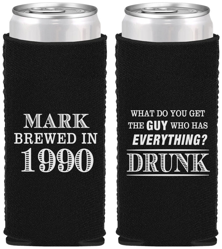 Custom Birthday Neoprene Slim Can Coolers - 40th | 20148