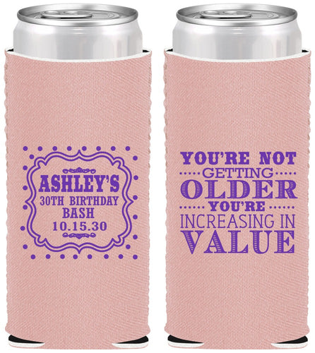 Custom Birthday Neoprene Slim Can Coolers - 30th | 20149