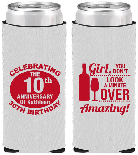 Custom Birthday Neoprene Slim Can Coolers - 40th | 20151