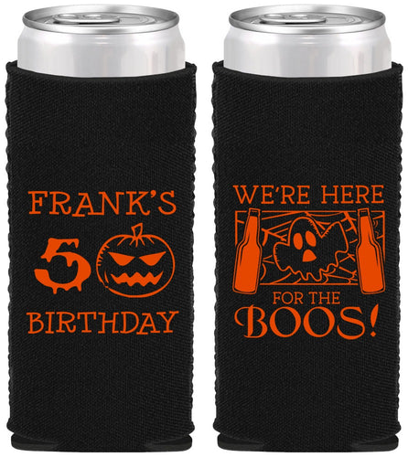 Custom Birthday Neoprene Slim Can Coolers - 50th Halloween | 20157