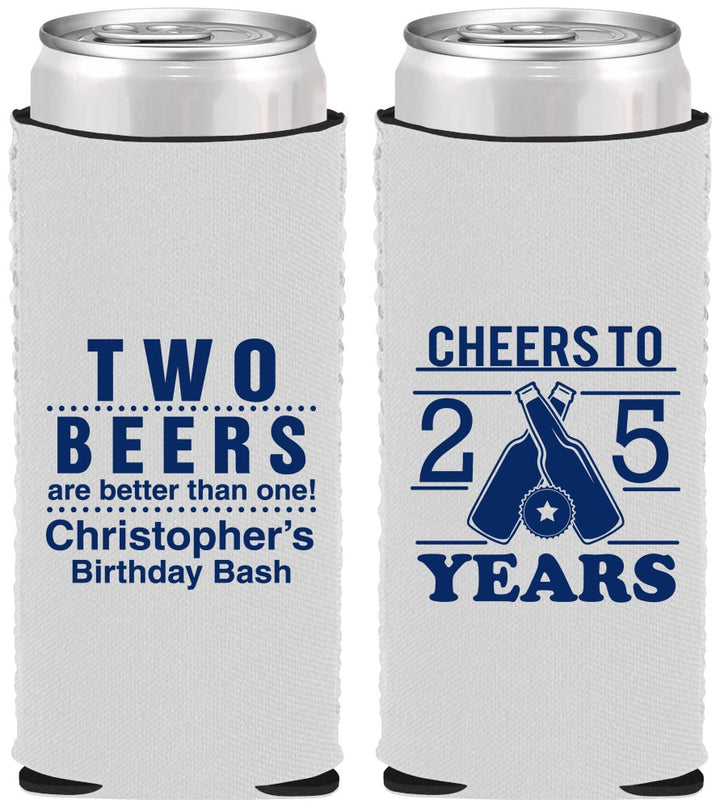 Custom Birthday Neoprene Slim Can Coolers - Cheers To 25 Years | 20163