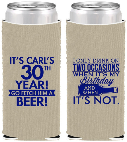 Custom Birthday Neoprene Slim Can Coolers - 30th | 20170