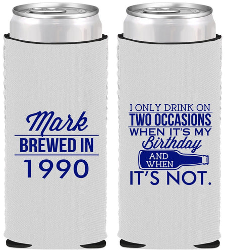 Custom Birthday Neoprene Slim Can Coolers - 40th | 20171