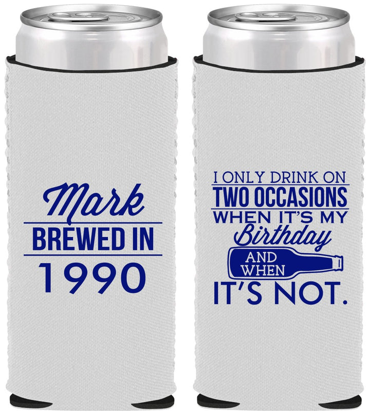 Custom Birthday Neoprene Slim Can Coolers - 40th | 20171