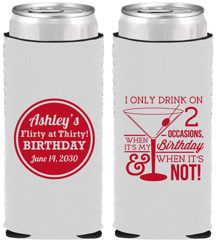 Custom Birthday Neoprene Slim Can Coolers - 30th | 20172