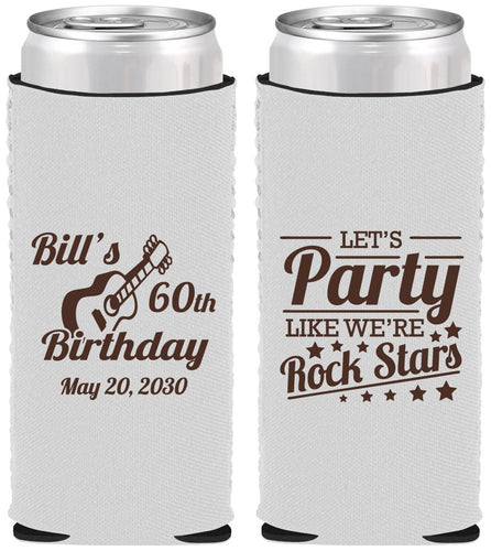 Custom Birthday Neoprene Slim Can Coolers - 60th Rock Star | 20174