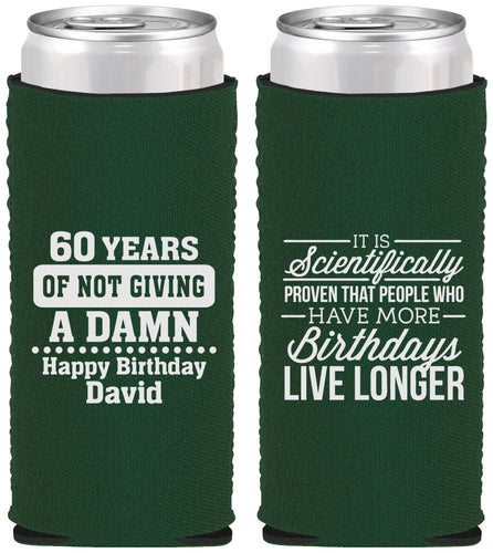 Custom Birthday Neoprene Slim Can Coolers - 60th | 20180