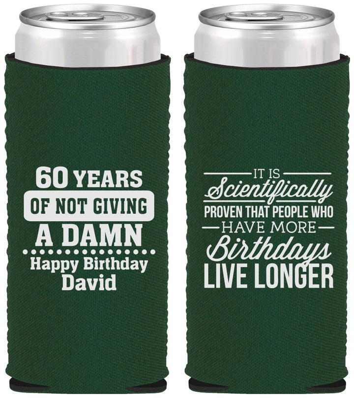 Custom Birthday Neoprene Slim Can Coolers - 60th | 20180