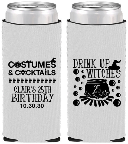 Custom Birthday Neoprene Slim Can Coolers - 25th Halloween | 20184