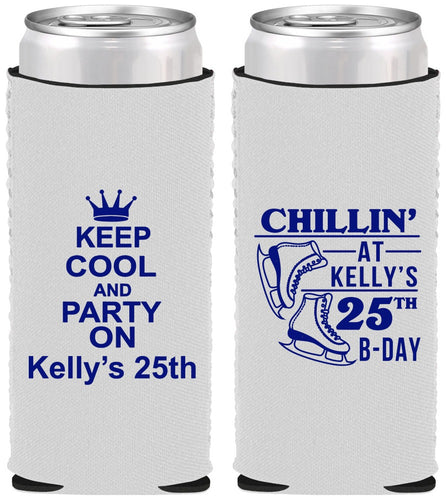 Custom Birthday Neoprene Slim Can Coolers - 25th Ice Scating | 20185