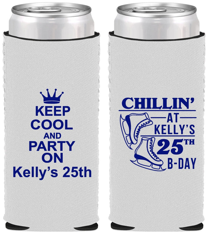 Custom Birthday Neoprene Slim Can Coolers - 25th Ice Scating | 20185