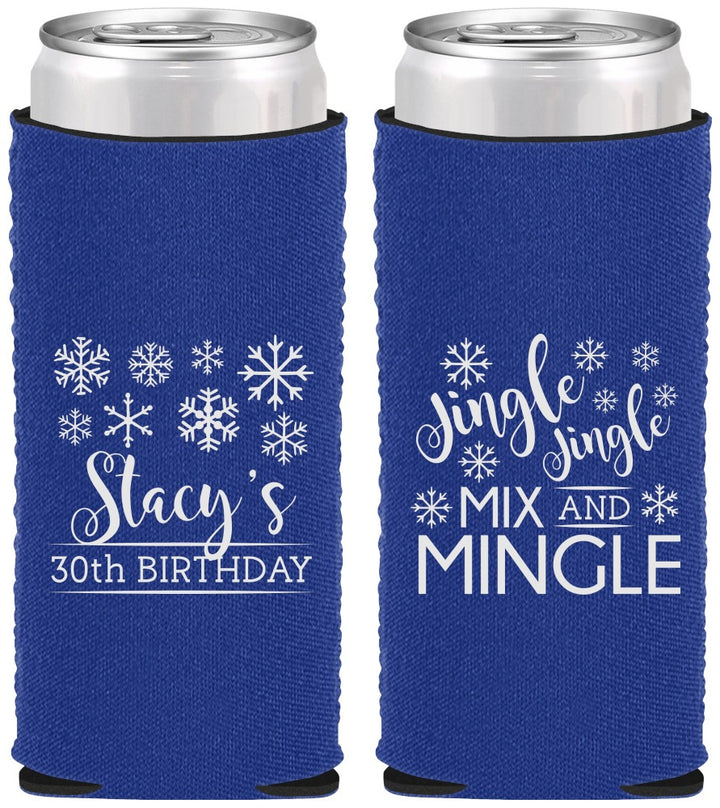 Custom Birthday Neoprene Slim Can Coolers - 30th Christmas | 20188