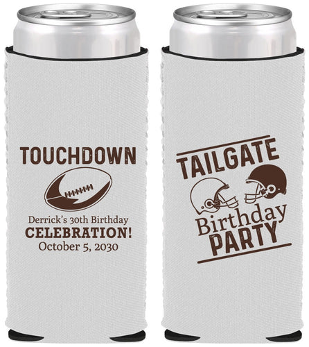Custom Birthday Neoprene Slim Can Coolers - 30th Football | 20189