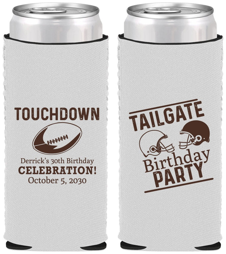 Custom Birthday Neoprene Slim Can Coolers - 30th Football | 20189