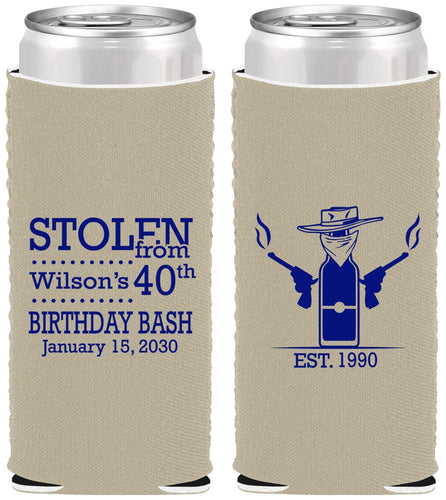 Custom Birthday Neoprene Slim Can Coolers - 40th | 20193