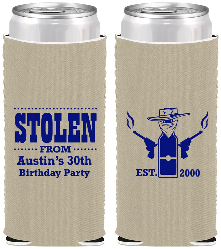 Custom Birthday Neoprene Slim Can Coolers - 30th | 20194