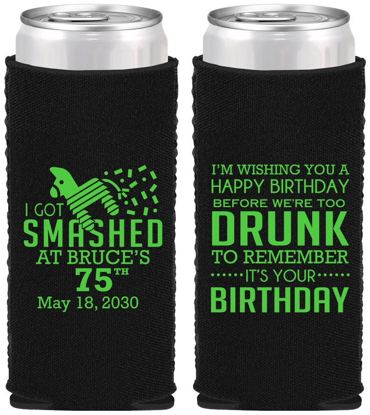 Custom Birthday Neoprene Slim Can Coolers - 75th | 20195