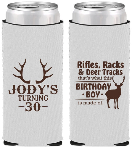 Custom Birthday Neoprene Slim Can Coolers - 30th Hunting | 20196